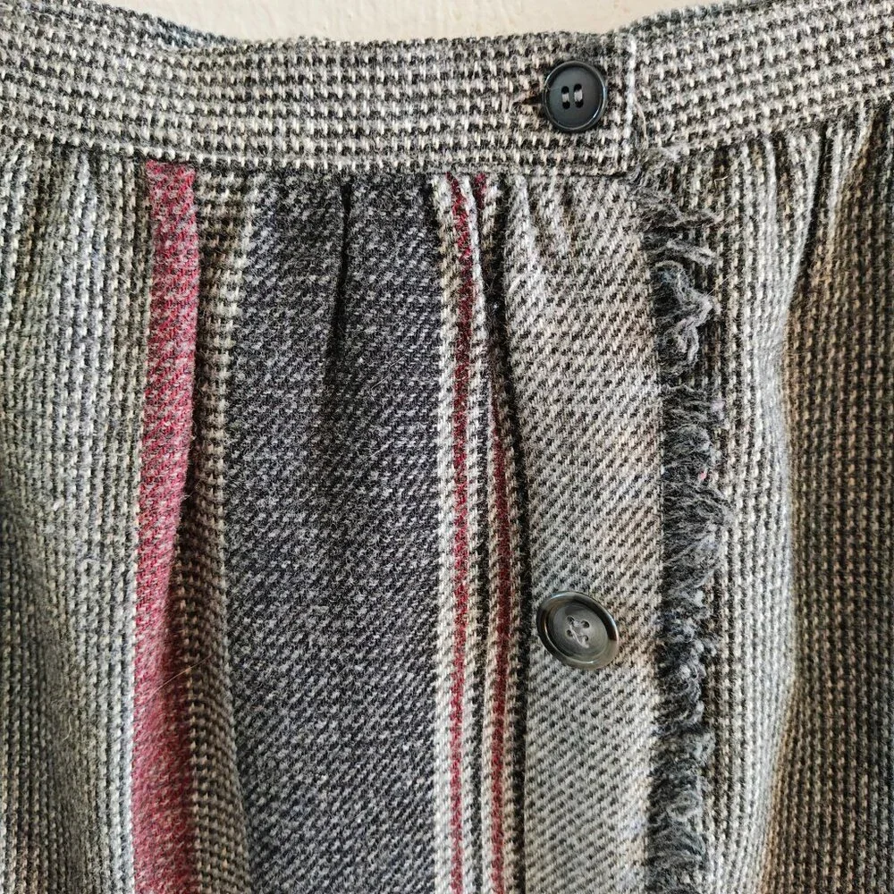Vintage Plaid Fringed Skirt